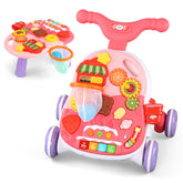 eners 2-in-1 baby walker pink front view with adjustable height for growing babies