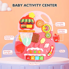 eners 2-in-1 pink walker with musical center invites interactive play and learning