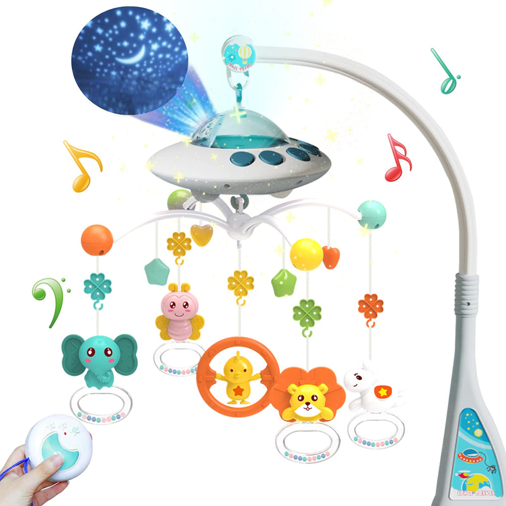 eners baby crib mobile with remote music for soothing bedtime routines.