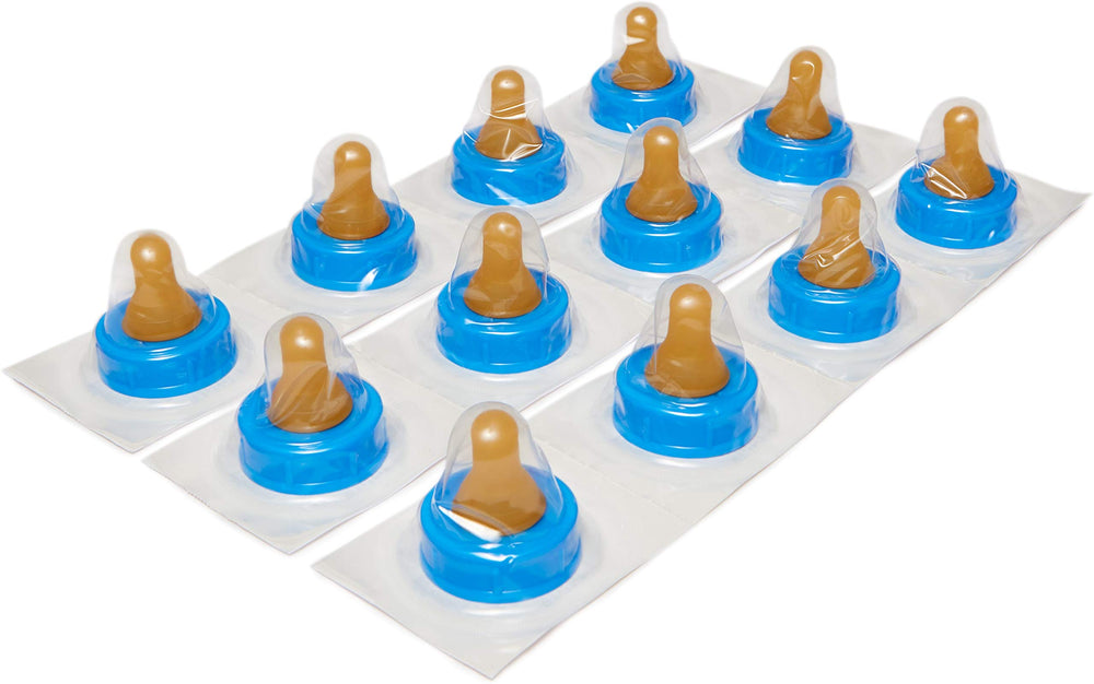 Enfamil standard-flow nipple ready-to-use, individually wrapped for quick bottle setup.