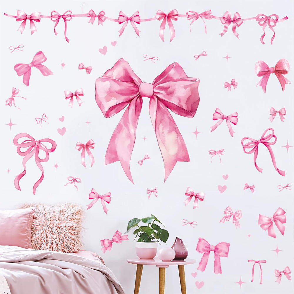Engrowtic pink bow wall decal sheet 1 adds festive charm to any wall.