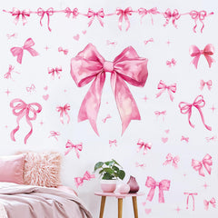Engrowtic pink bow wall decal sheet 1 adds festive charm to any wall.