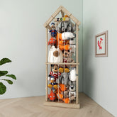 Eniffbaa stuffed animal storage zoo side view showing sturdy pine frame for toy organization.