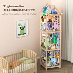 Eniffbaa sturdy wood base with reinforced rods secures plush toys