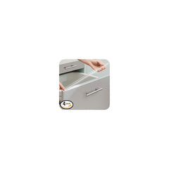 Enjaya cabinet protectors aligned on a standard 3/4 inch cabinet door for edge protection