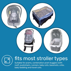 Enovoe mesh crib with elastic edge ensures easy, snug fit around baby gear.