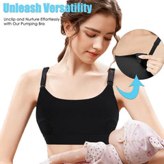 ENSDOAR hands-free pumping bra pump side demonstrates hands-free pumping.