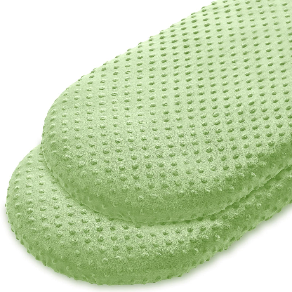 Entisn bassinet sheet in Sage Green with minky dot texture for gentle sleep.