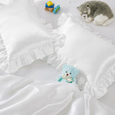 Entisn Ruffle Satin Toddler Pillowcase 2-pack features silky fabric for gentle sleep.