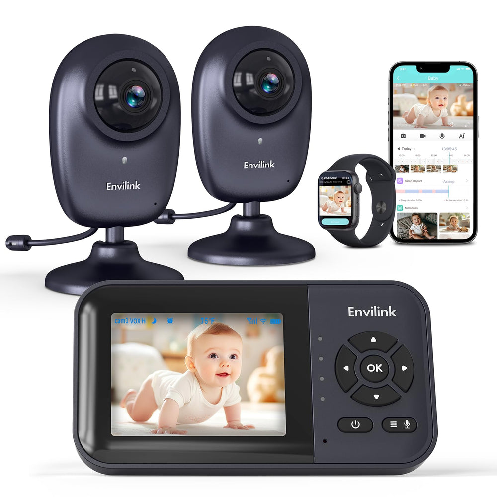 Envilink smart baby monitor with dual cameras provides versatile home monitoring.