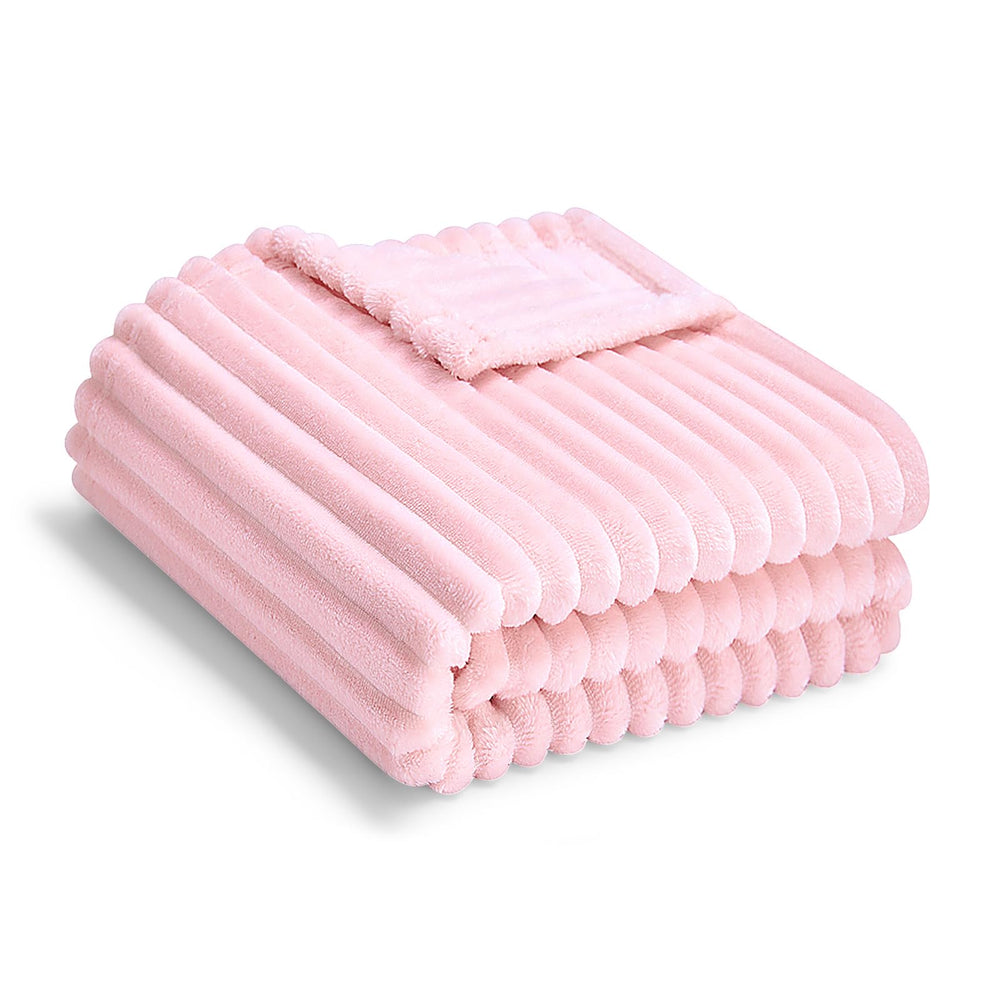Eonkasp soft fleece baby blanket with reversible stripes for cozy, year-round warmth