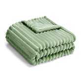 Eonkasp sage striped fleece baby blanket for crib warmth