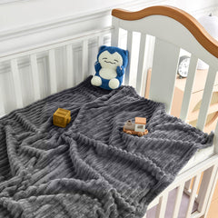 Eonkasp striped reversible blanket gray displayed for crib or stroller use