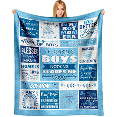 EQNWI Christmas Boy Mom Blanket folded, ready for cozy gifting and warm moments.