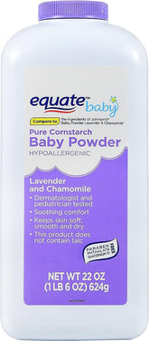 Equate baby powder bottle pouring with lavender chamomile scent for daily skincare