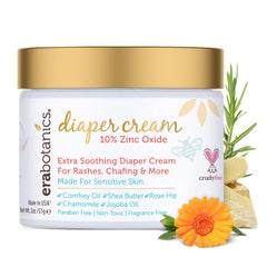 Era Organics diaper rash cream front view highlighting zinc oxide protection for delicate baby skin.