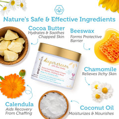 Era Organics diaper rash cream ingredients blend image featuring chamomile and calendula soothing visibly.