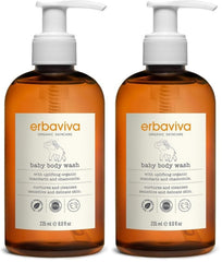 Erbaviva baby body wash pack front view showing gentle formula for sensitive skin