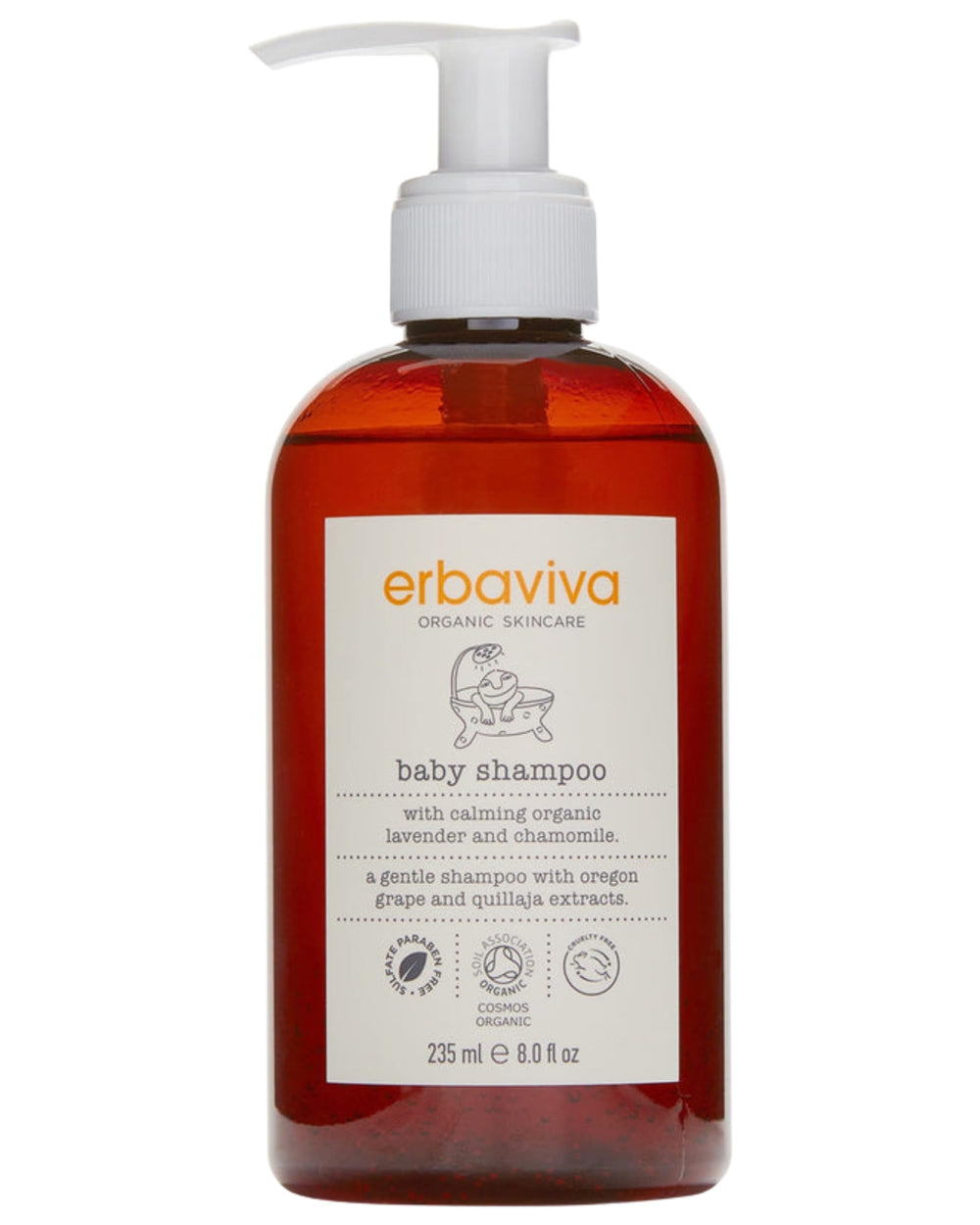 erbaviva baby shampoo bottle with lavender scent supports gentle bathtime care