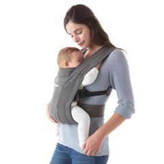 Ergobaby Embrace knit fabric close-up shows cozy, breathable support
