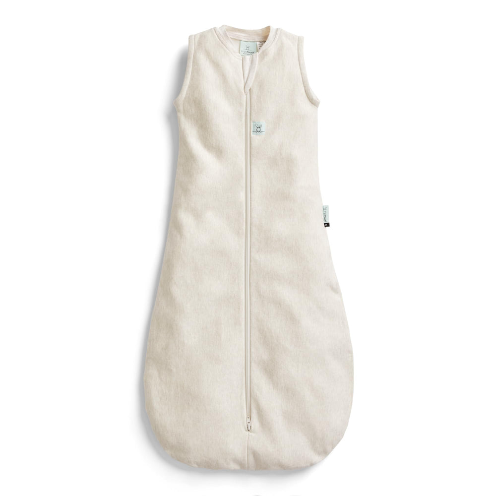 ergoPouch 1.0 tog jersey sleeping bag worn by baby arms-out for secure transition