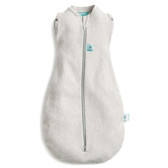 ergoPouch Cocoon Swaddle Sack front view in grey marle promotes calm sleep with snug arms-in fit