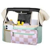 ERRUI Universal Stroller Organizer in green demonstrates tidy on-the-go storage for essentials