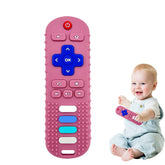 ERSIHUA remote teether in pink provides safe, playful teething relief through a familiar remote shape.