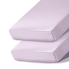 Ersmak satin crib sheets 2-pack in lavender offer silky softness for gentle baby sleep.