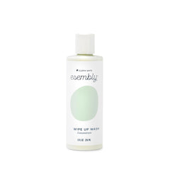 Esembly Wipe Up Wash refill bottle label shows dilution steps for convenient diaper changes
