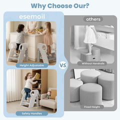 Esemoil toddler step stool anti-slip pads prevent slips during routines.