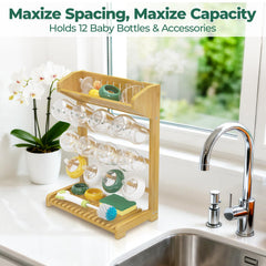 EsLuker.ly 12-bottle capacity drying rack for efficient countertop organization