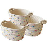 Esme L&H small woven rope baskets front view, ideal for tidy nursery storage.