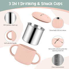 EsOfficce pink-green snack cup lid spill-proof close-up for fresher snacks on the go.