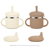 EsOfficce stainless steel sippy cup open cup beige reduces spill risk during meals