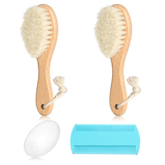 Esonto baby hair brush with wooden goat-bristles for gentle scalp care