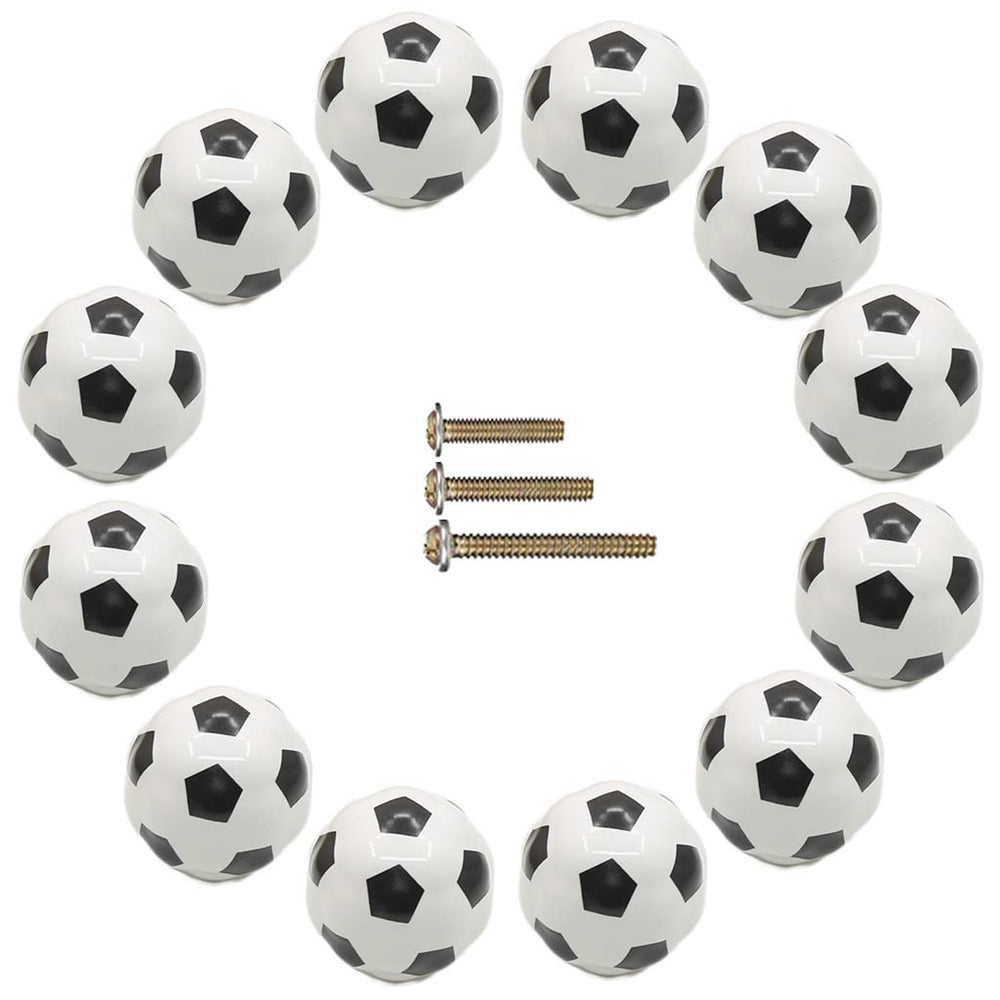 ESreake heavy ceramic soccer knob gloss closeup highlights a premium cabinet finish.