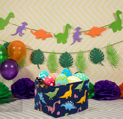 Essme dinosaur basket bedroom decor highlights playful navy pattern