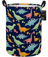 Essme Dinosaur Laundry Basket Navy open shows large capacity for easy clothes loading