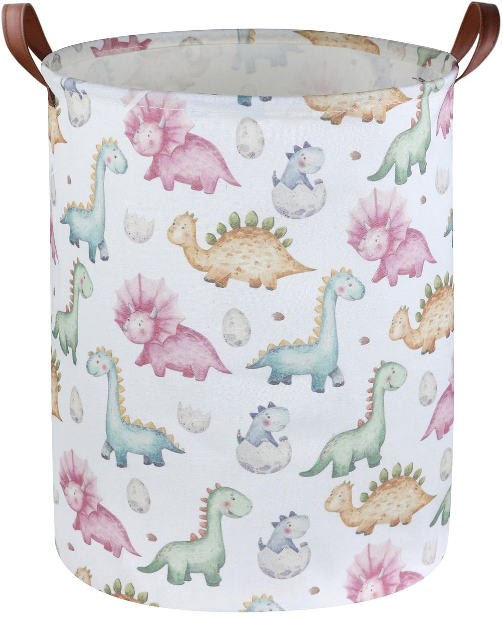 Essme Kids Dinosaur Laundry Basket front view for easy toy storage.