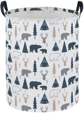 Essme bear hamper close-up shows durable canvas and sturdy handles for toy storage.