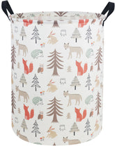 Essme Kids Laundry Hamper front view with grey animal pattern for nursery organization