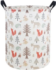 Essme Kids Laundry Hamper front view with grey animal pattern for nursery organization