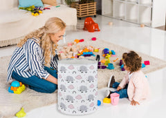 Essme rainbow elephant pattern hamper adds playful decor to kids room.