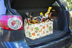 Essme rectangular animals storage basket green nursery organization ideal for toys, diapers, and blankets.
