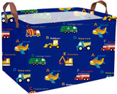 Essme rectangular blue monster-truck basket front view for kid storage