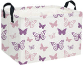 Essme rectangular butterfly baskets closeup shows linen-cotton fabric ideal for toys.