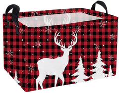 Essme rectangular Christmas basket front view with deer design for gift organization