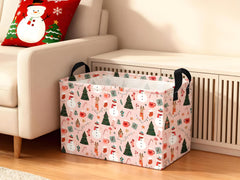 Essme pink rectangular basket with cotton rope handles for easy room decor and transport.