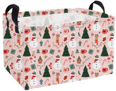 Essme rectangular Christmas basket pink with side handles for easy transport and organized toys.